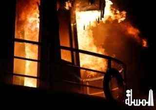 حريق مروع يدمر  5 مراكب سياحية في ورشة إصلاح بطور سيناء