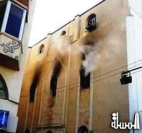 الكنيسة المصرية القبطية ببنغازى تتعرض للحرق على يد مجهولين