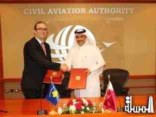 هيئة الطيران المدنى القطرى توقع إتفاقية أجواء مفتوحة مع كوسوفو