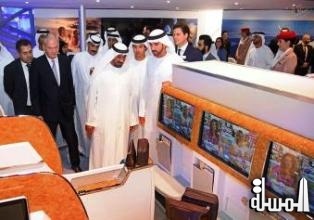 Hamdan bin Mohammed visits Emirates stand at ATM