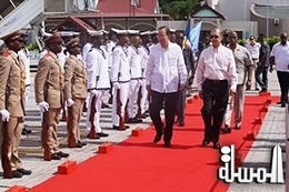 Seychelles President warmly welcomes UN Secretary General Ban Ki-moon to the Indian Ocean islands