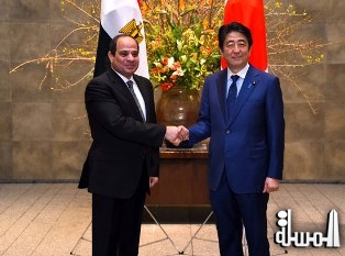 السيسي يبحث مع رئيس وزراء اليابان موقف المشروعات التنموية مع مصر