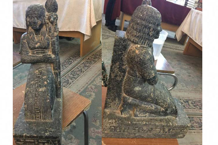 ضبط تمثال اثرى نادر من الجرانيت قبل بيعه باسيوط