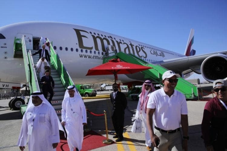الطائرة الإمارات الإيرباص A380 تستقبل 3 آلاف زائر بمعرض السعودية للطيارن