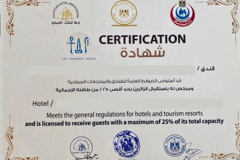 ٦٢٤ فندقا في ٢١ محافظة مصرية حصلت علي شهادة السلامة الصحية لاستقبال السياح والمصريين