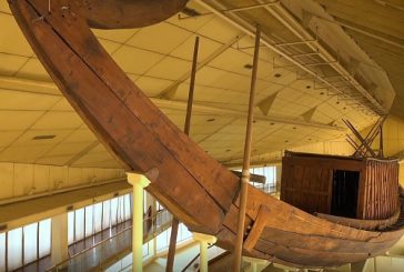 King Khufu's first boat completed its journey from the Pyramids Plateau to the Grand Egyptian Museum