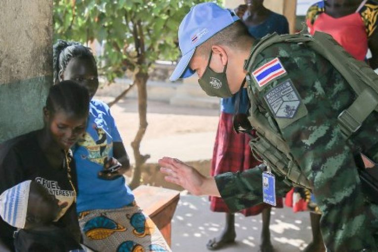 With engineers and roadway repair crews, Thai blue helmets help keep South Sudan moving