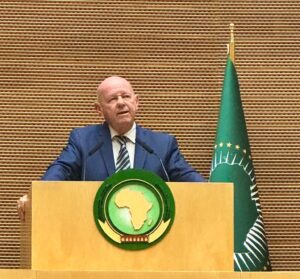Alain St.Ange addresses 'Africa Celebrates 2024' in the Nelson Mandela Plenary Hall of the African Union (AU)
